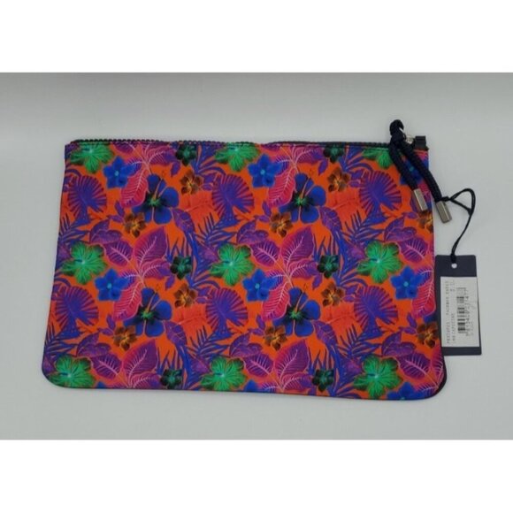 VILEBREQUIN Pink Blue Multicolored Hibiscus Floral Beach Pouch Clutch MEDIUM NWT - Picture 5 of 13